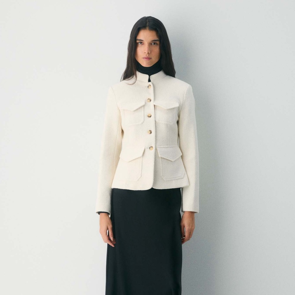 Aritzia Wilfred Augustus Tweed Jacket in Light Birch